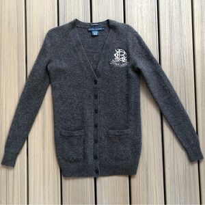 Ralph Lauren Boyfriend Fit Dark Gray Merino Wool Cardigan Size S